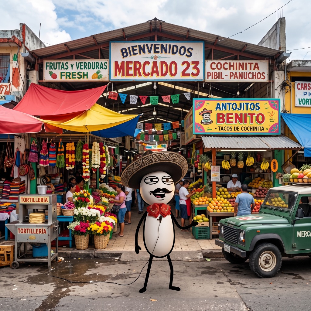 Reportero en Mercado 23 frente a Antojitos Benito y tortillería