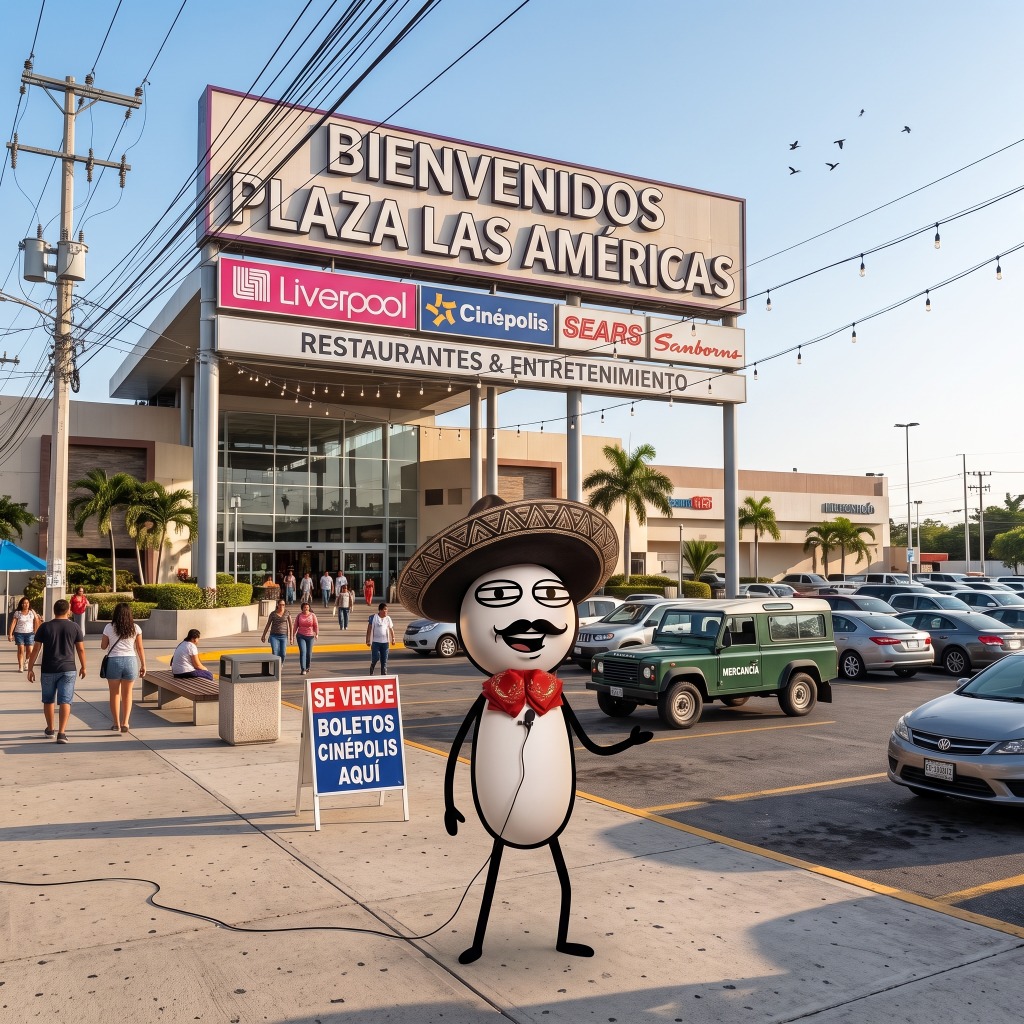 Reportero en Plaza Las Américas de Cancún