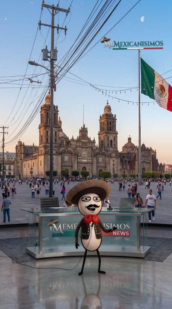 Reportero en el Zócalo frente a Catedral