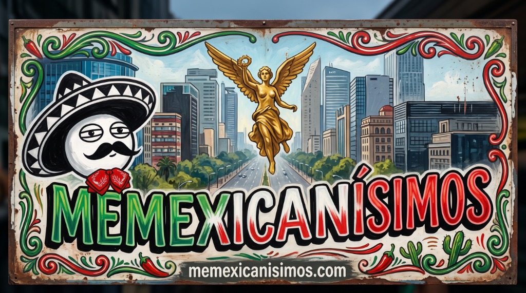Rótulo Tradicional de Memexicanísimos con el Ángel de la Independencia