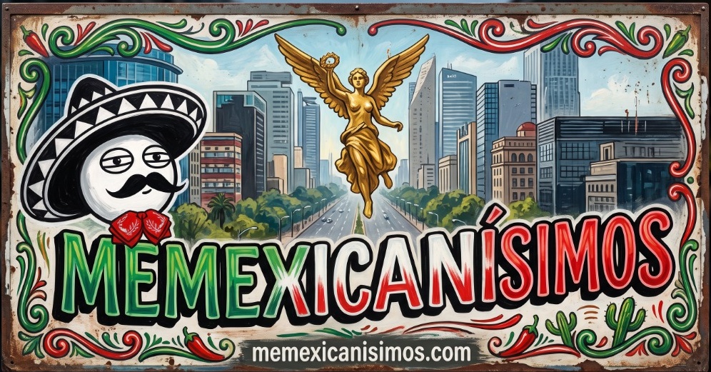 Rótulo Tradicional de Memexicanísimos con El Mashukita y el Ángel de la Independencia